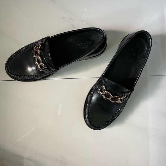 ASOS DESIGN Method Vegan Leather Loafers With Chain in Black Size 2 - Picture 2 of 6